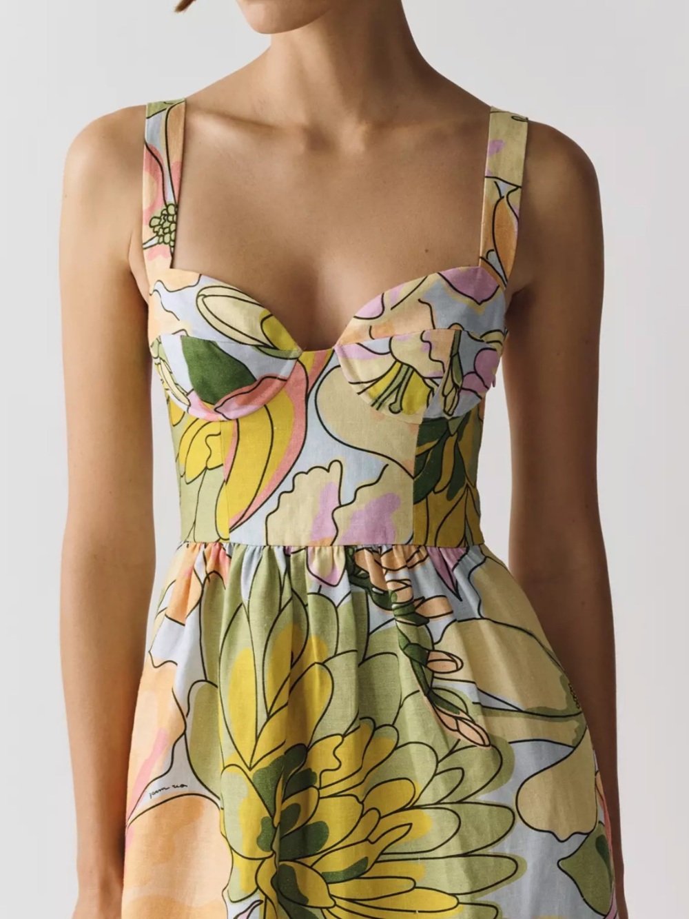 FARM Rio Spring Affair Floral Print Linen Maxi Dress - Picture 2 of 15